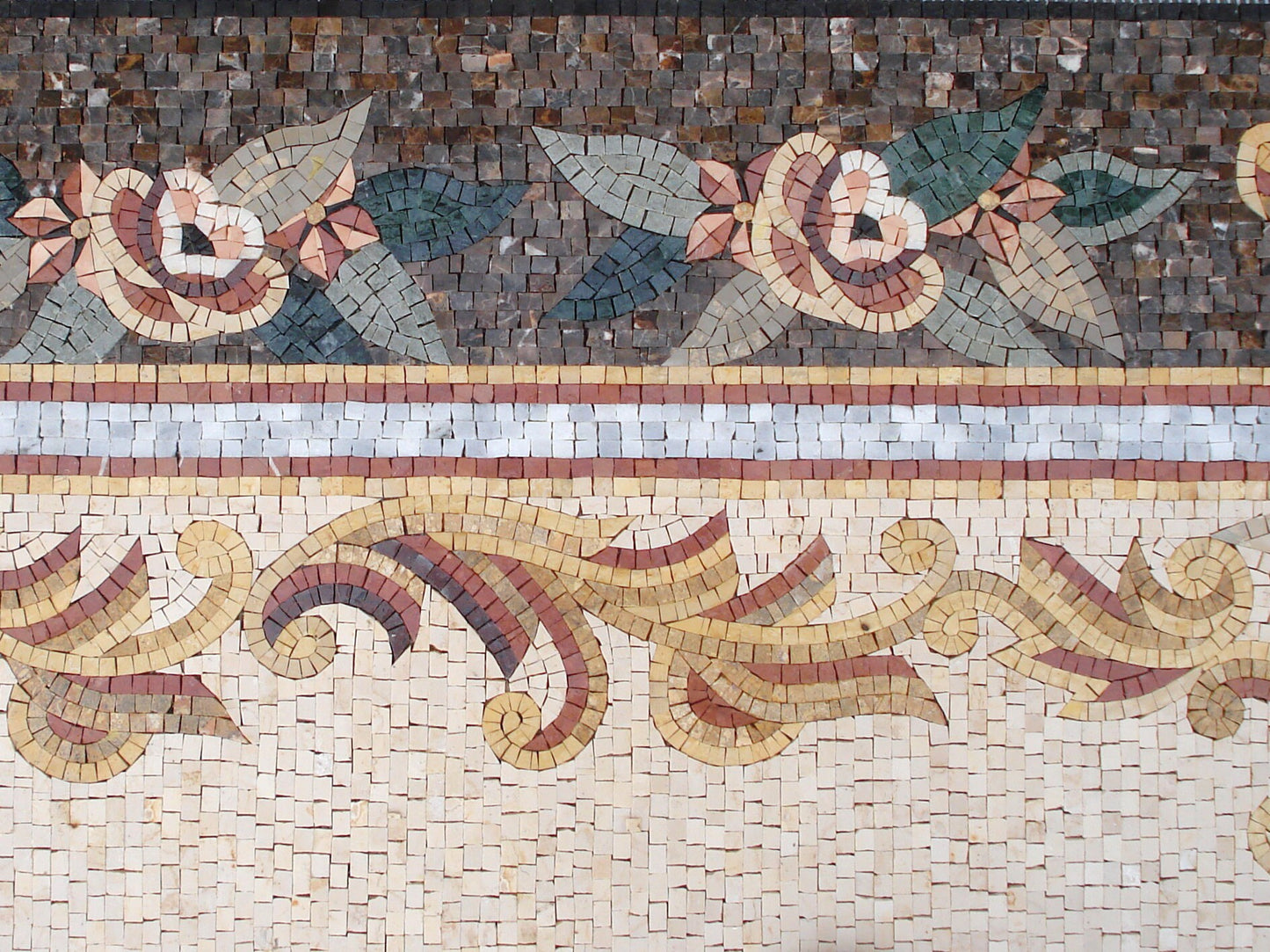 Floral Mosaic Rug: Handmade Marble Stone Art (160x72)