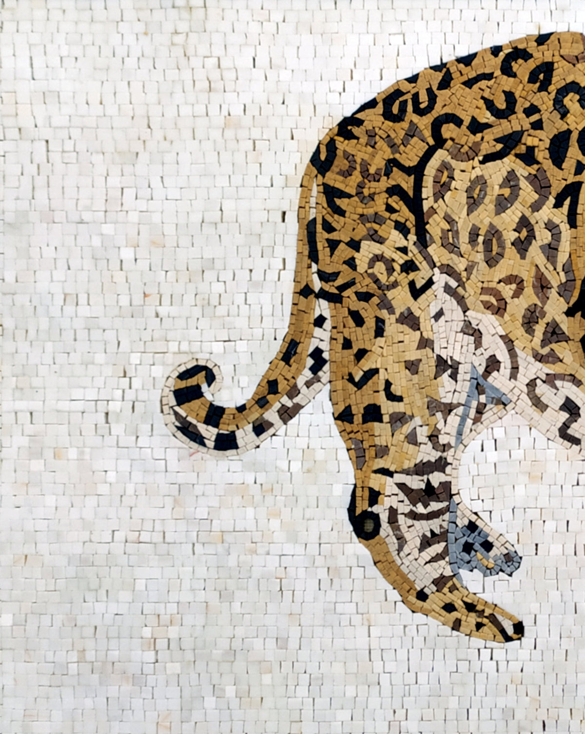 Handmade Cheetah Mosaic Tile Art: Wild Animal Decor (56” x 36”)