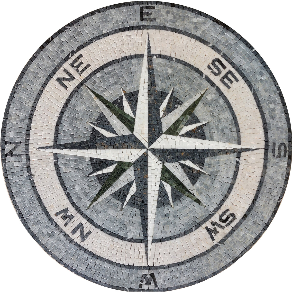 Customizable Nautical Compass Rose Marble Mosaic Flooring Medallion - Customization available