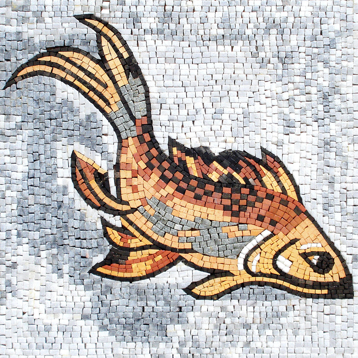 GOLDFISH ART TILES | Mosaic Tiles For New Home Kitchen And House Warming | Goldfish Artwork Backsplash For Kitchen Wall Decor