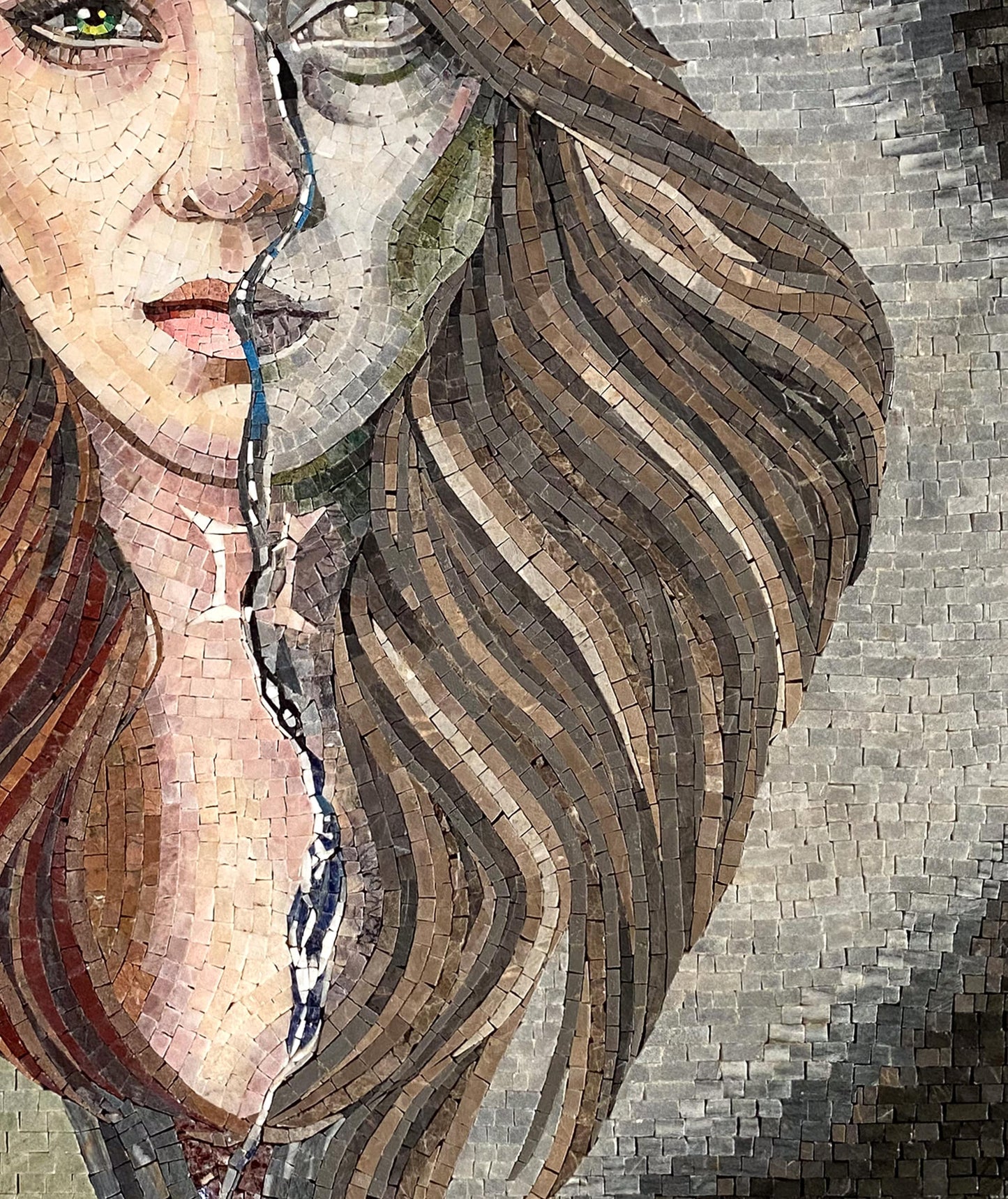 Gemini Zodiac Mosaic Tile Art: Handmade Marble Stone Portrait