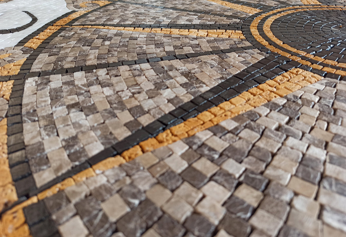 Nautical Compass Mosaic Tile: Handmade Marble Windrose Backsplash