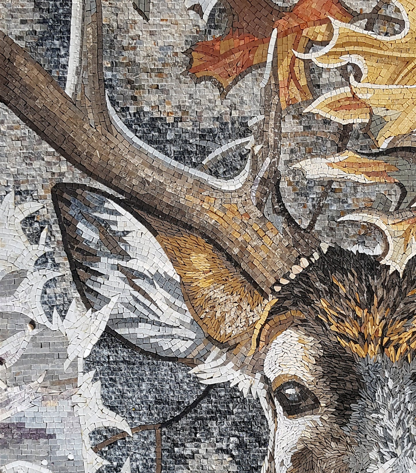 Handmade Deer Mosaic Tile Art: Stone Animal Wall Decor
