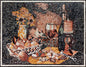 Handmade Still Life Mosaic: Fruit Basket, Sunflower, Candlelit Backsplash