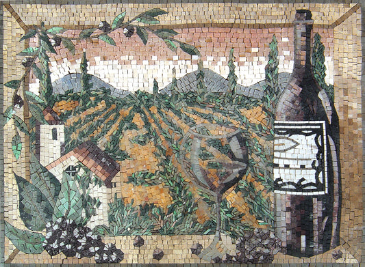 Handmade Wine and Grapes Marble Mosaic Tile: Kitchen Backsplash