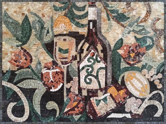 MOSAIC KITCHEN BACKSPLASH -Tuscan Still-Life Scene with Lemons Mosaic Wall Art