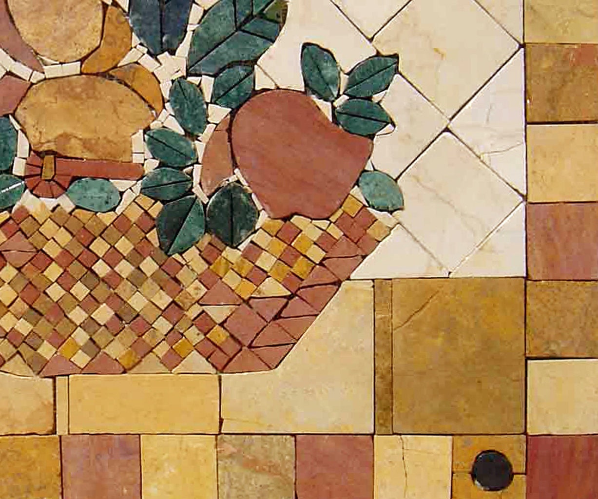 Handmade Fruit Basket Mosaic Art: Kitchen Wall Decor (20” x 16")