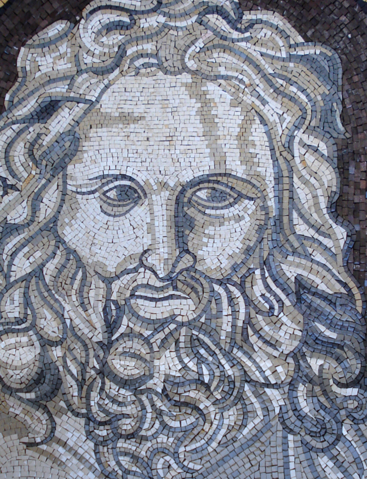 Handmade Homer Mosaic Tile Art: Greek Poet Reproduction
