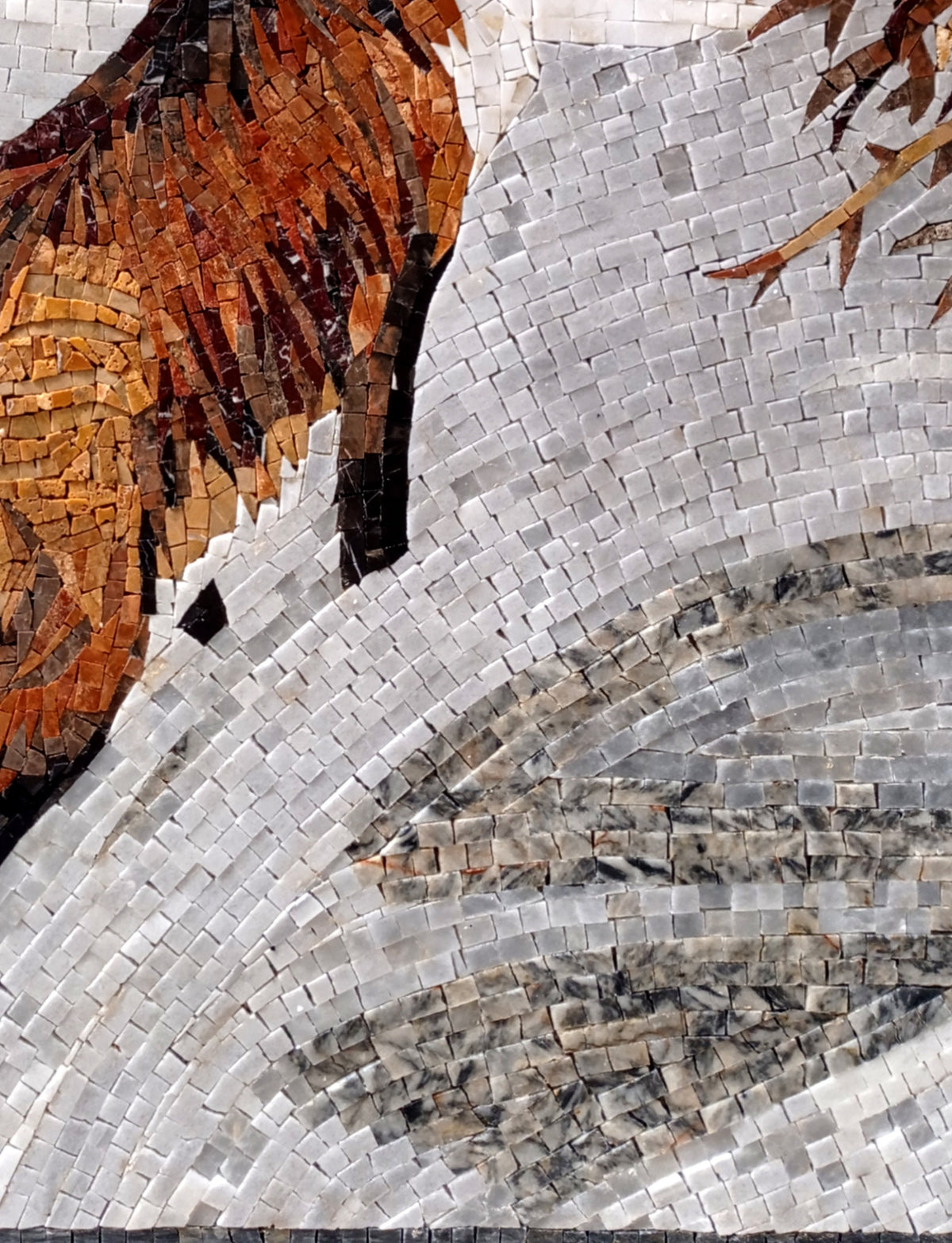 Handmade Fox Mosaic Tile Art: Snowy Wildlife Decor (40x32")