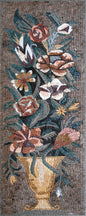 Handmade Marble Mosaic Wall Art: Flower Vase Home Decor (44"x16")