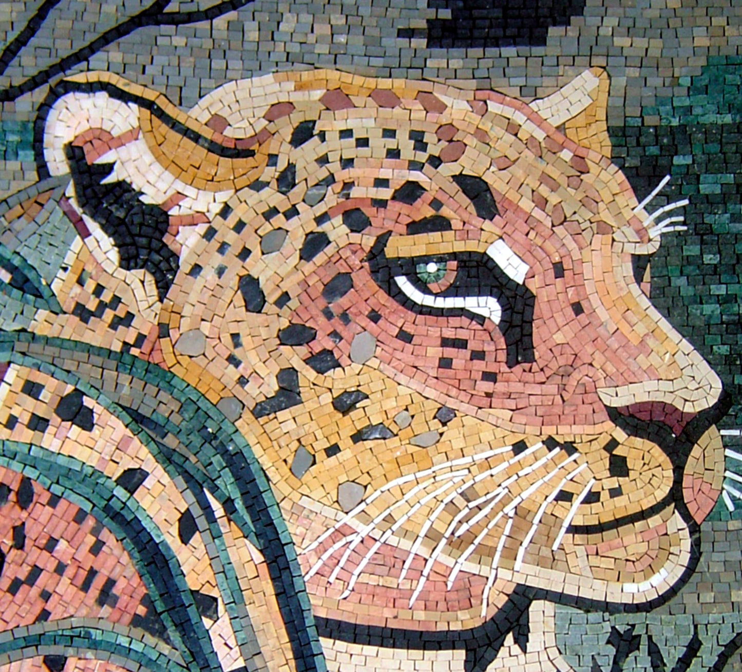 Handmade Tiger Marble Mosaic: Wild Animal Wall Art (40x32)