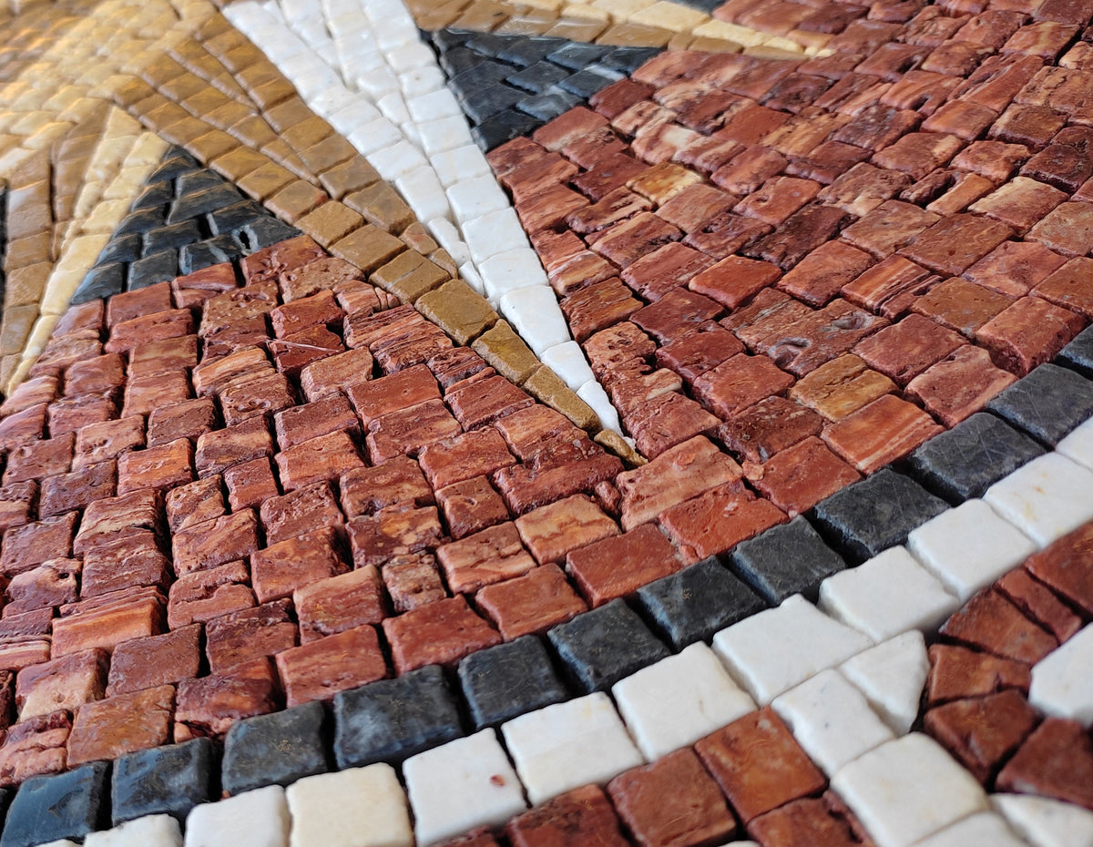 Handmade Marble Mosaic Compass Medallion: Nautical Tile Art, 32"