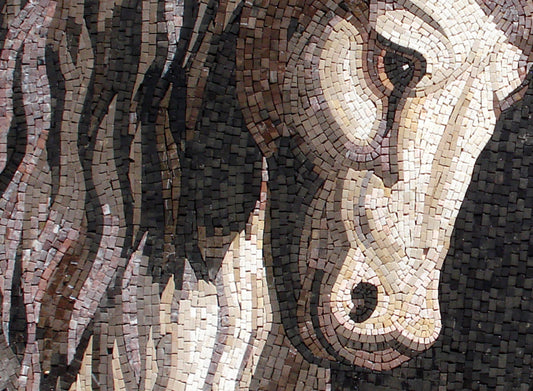 Handmade Marble Unicorn Mosaic Mural: Living Room Wall Art (50x32 in)