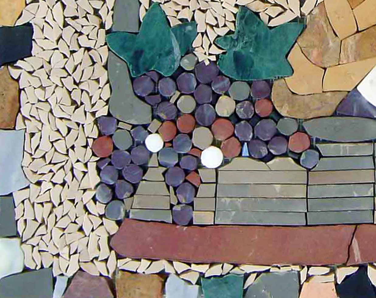 Handmade Wine & Grapes Mosaic Tile Art: Kitchen Backsplash