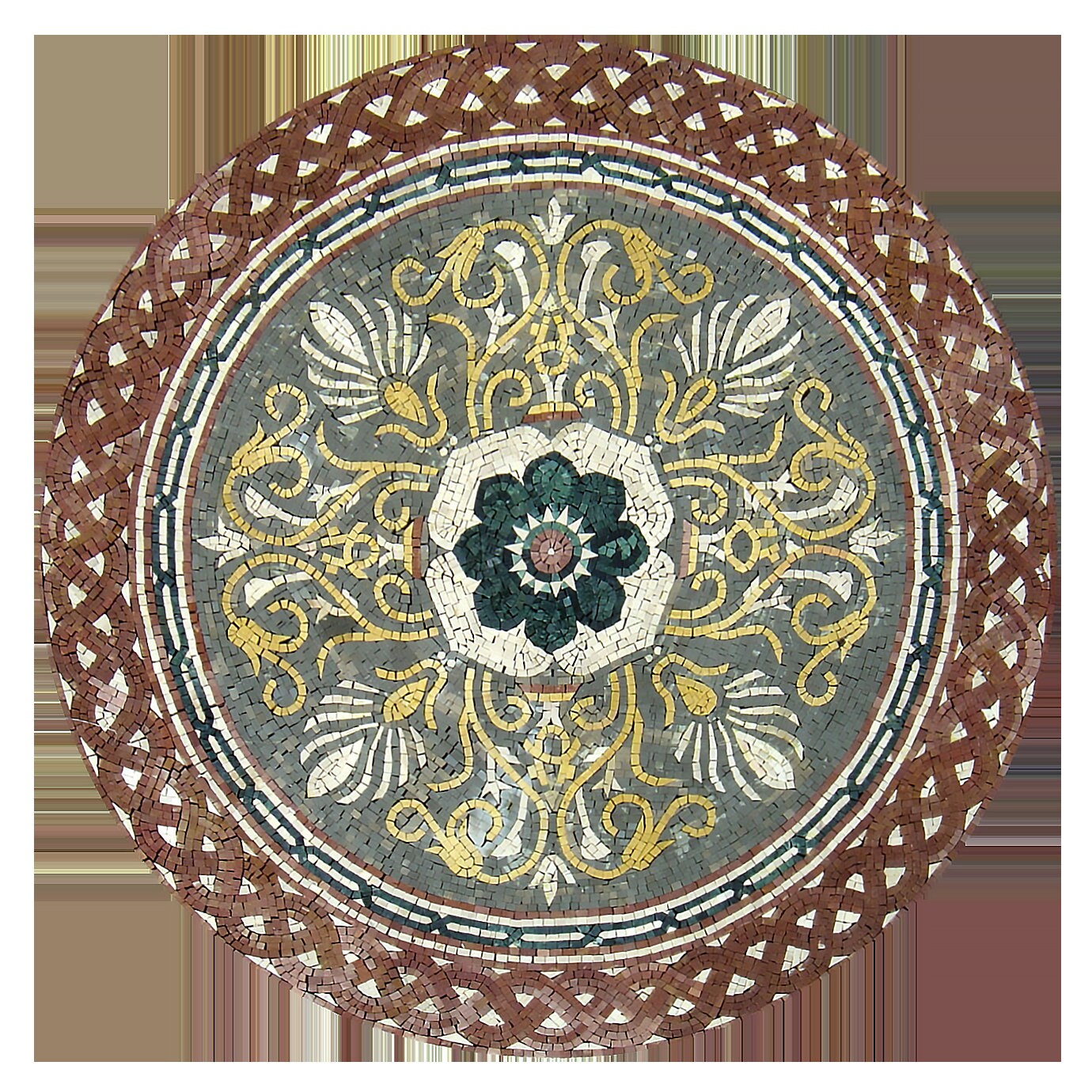 Handmade Marble Mosaic Medallion Tile: 36" Pattern Art Decor