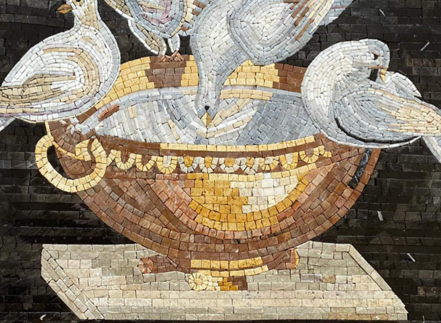 Handmade Dove Mosaic Tile Mural: Marble Wall Art (38" x 28")
