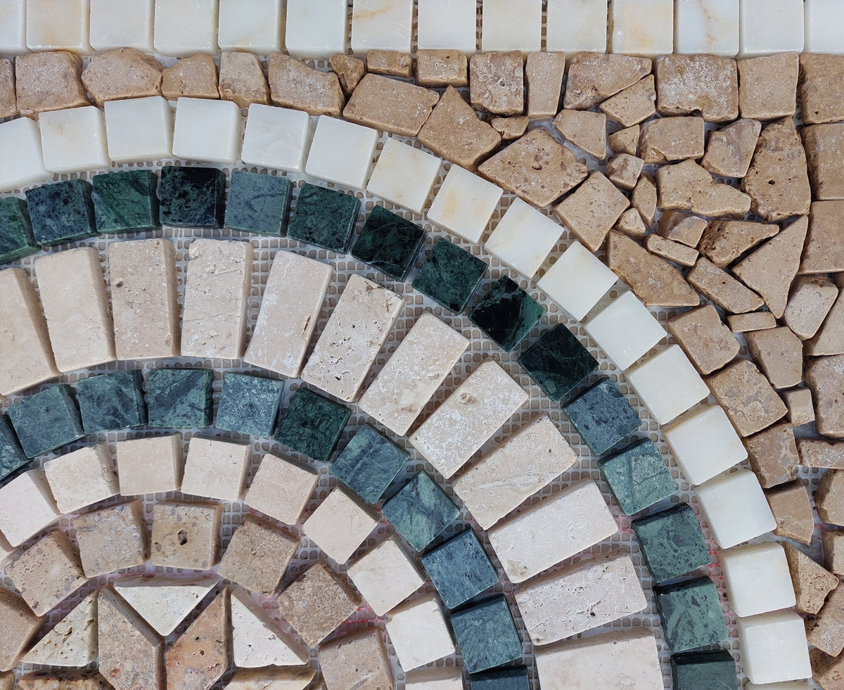 Handmade Marble Mosaic Medallion Art: Square Garden Decor (24x24)