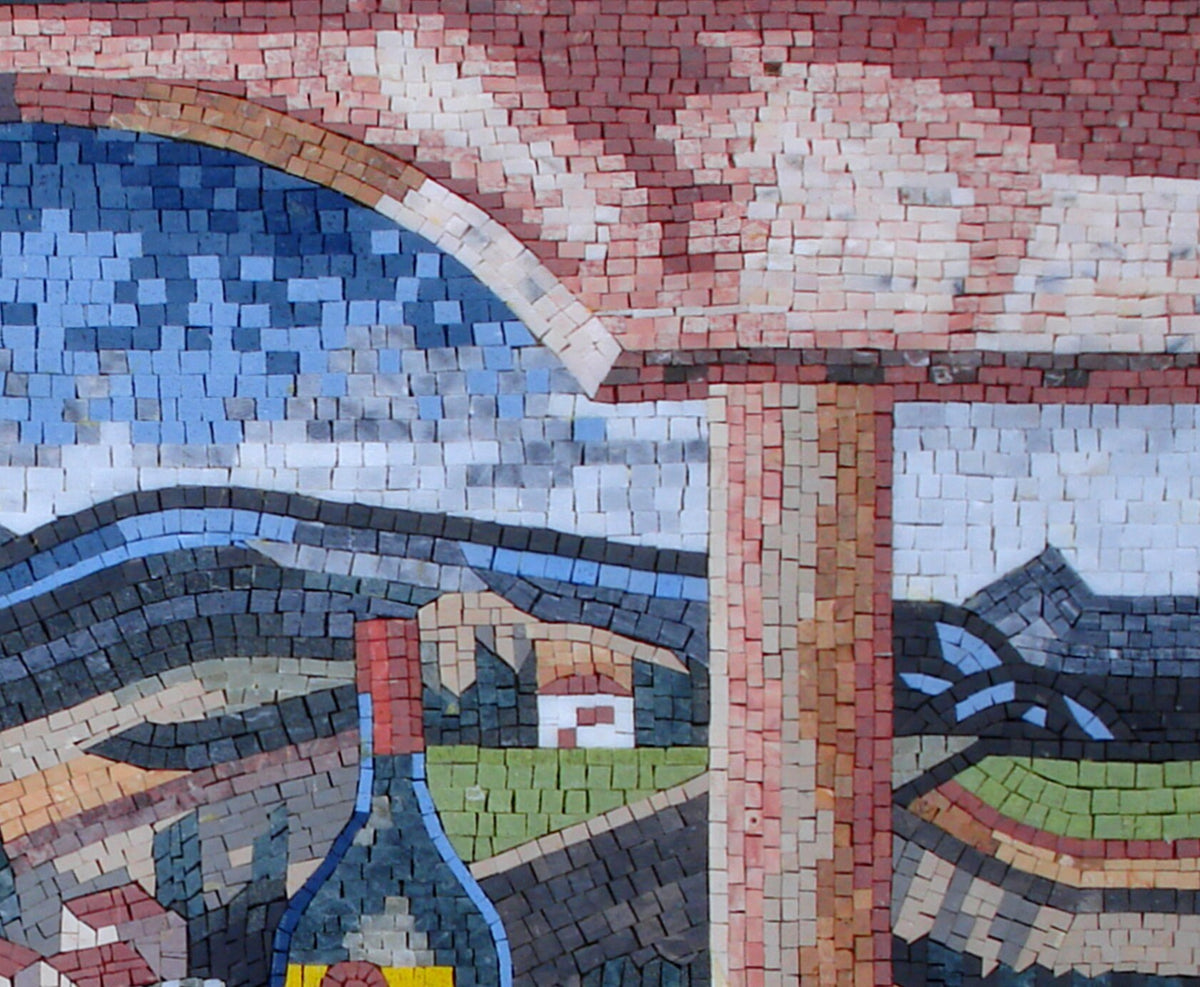 WINE WALL DÉCOR – Mosaic Kitchen Wall Mural Tile Wall Art - Nature Kitchen Décor Art - Handmade Decorative Wall Tile