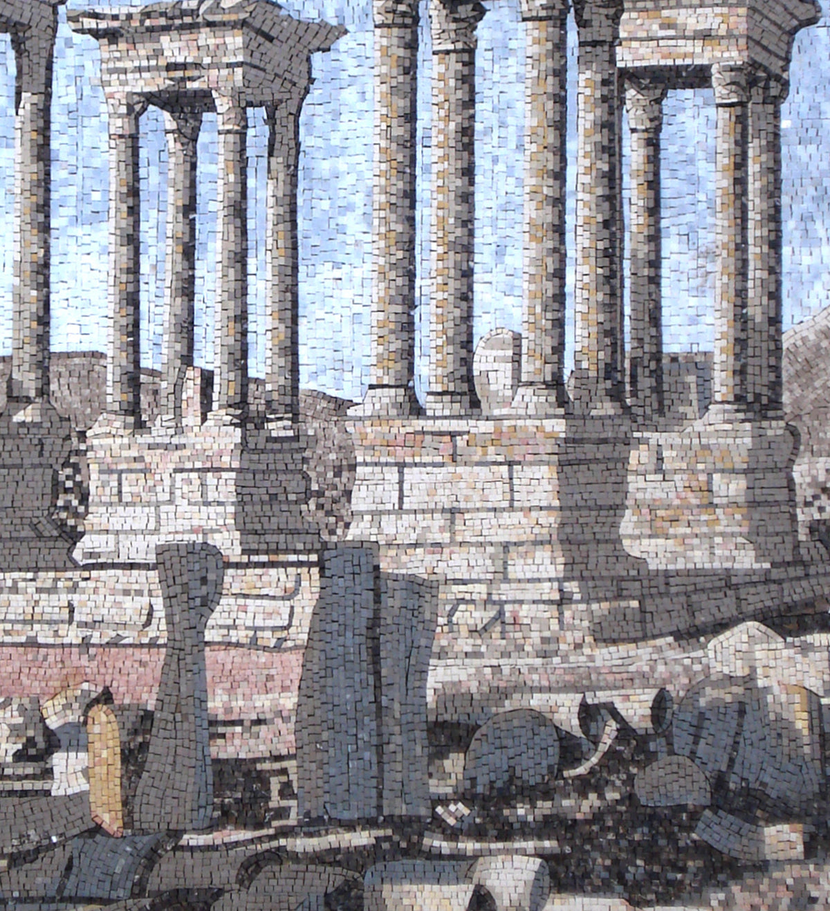 Handmade Palmyra Temple Mosaic Tile Art: Stone & Marble Wall Decor