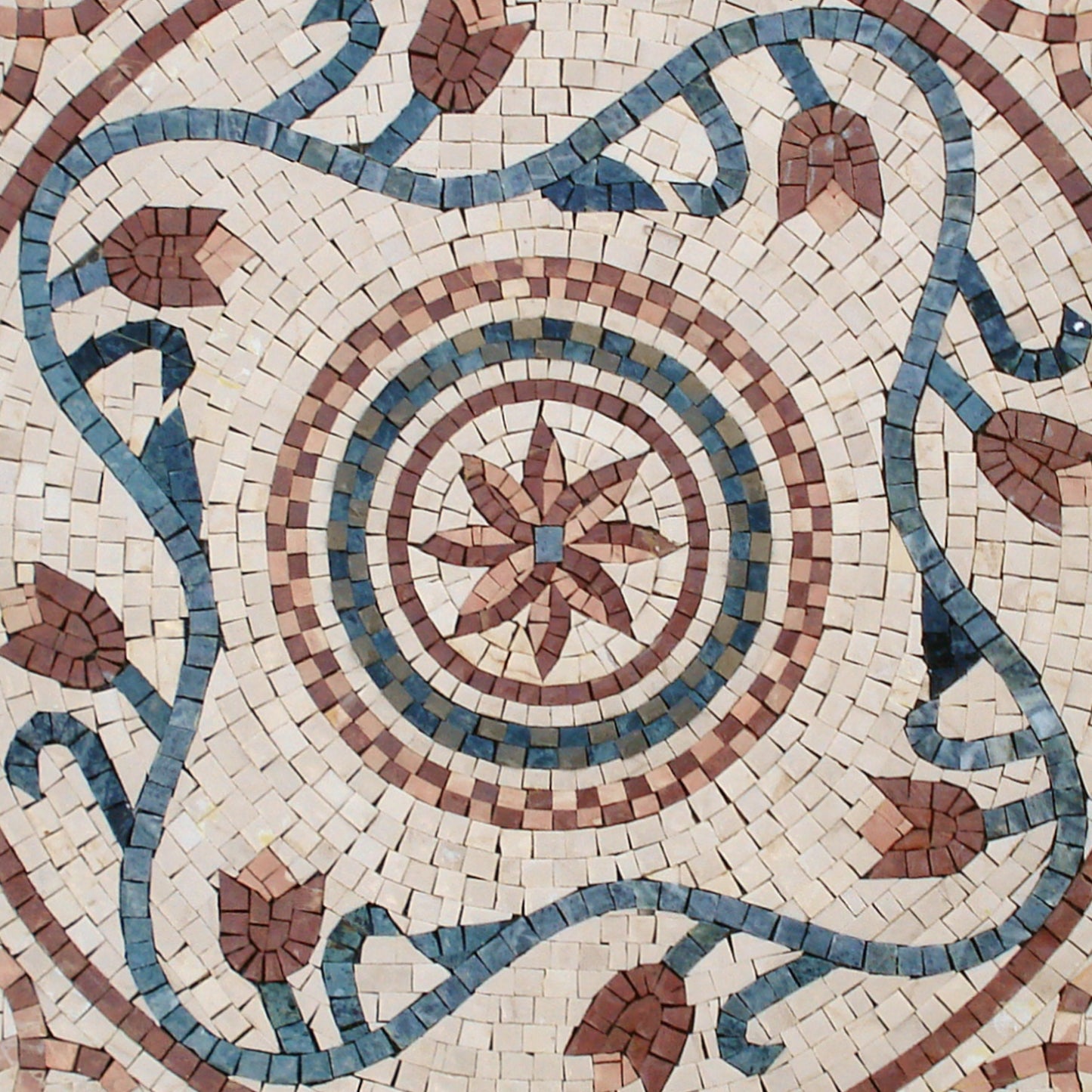 24” MEDALLION MOSAIC TILES | Geometrical Pattern Botanical Floral Tiles For Living Room | Tiles For Interior And Outdoor Entry And Walls