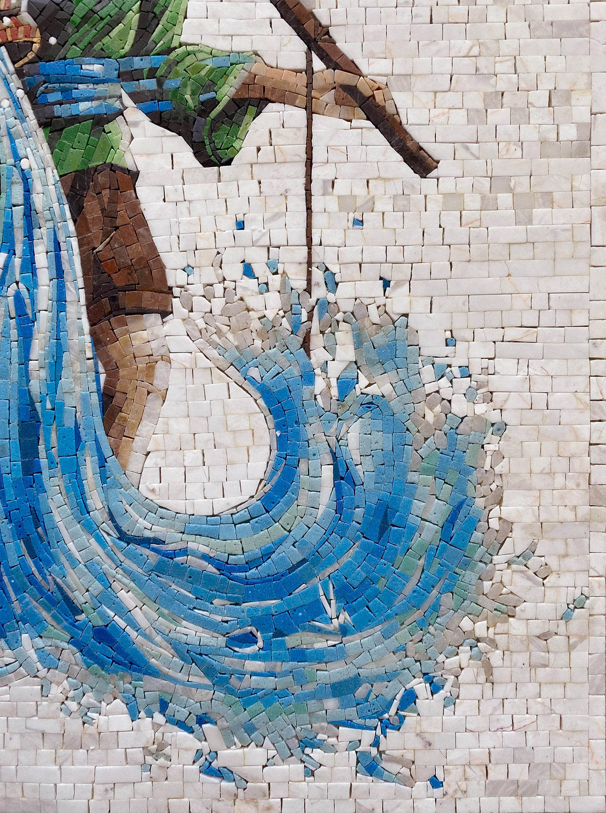 Aquarius Zodiac Mosaic Tile Art: Handmade Stone Wall Decor