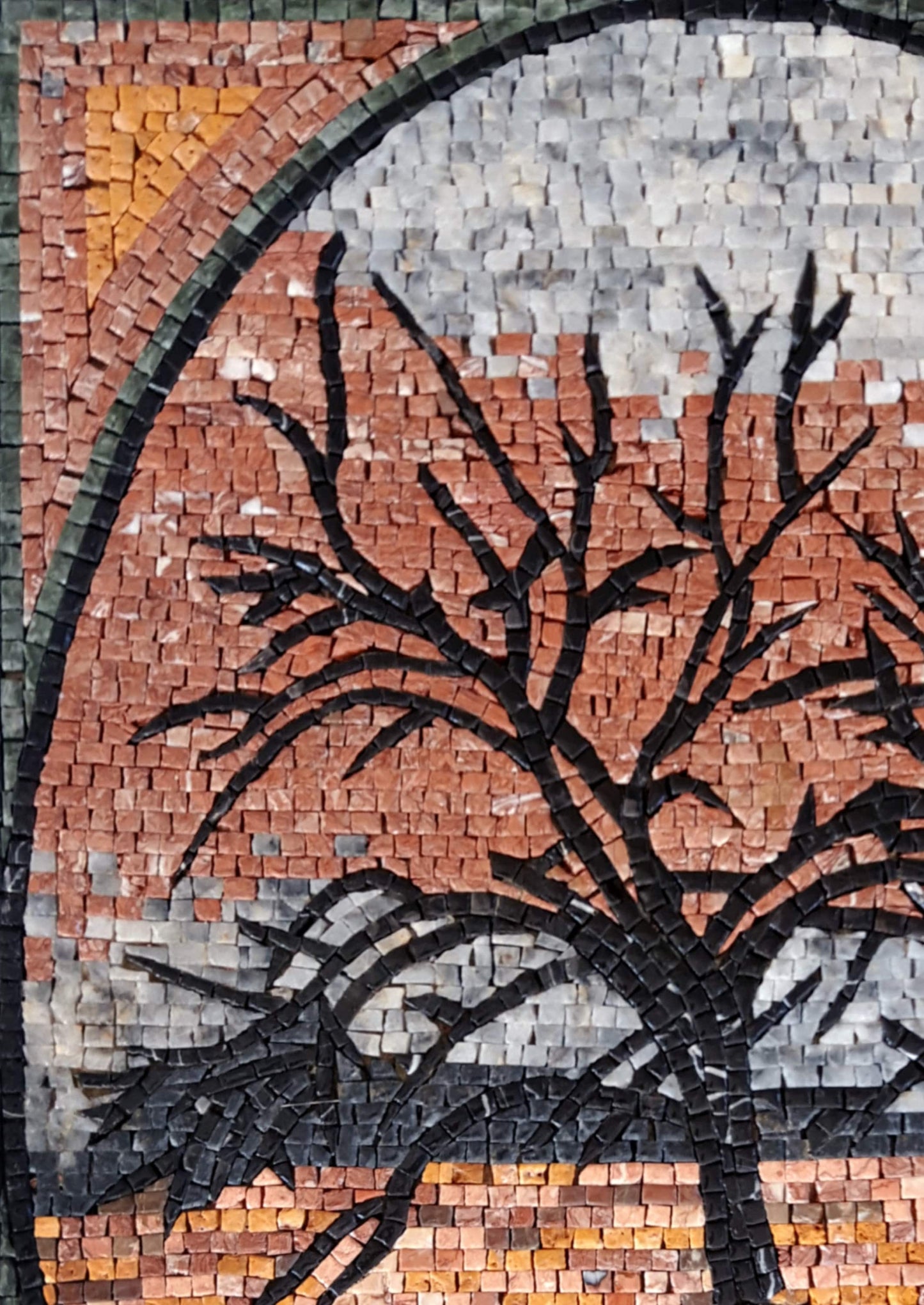 Handmade Marble Mosaic Tile Art: Trees in Water, Classic Wall Decor (36” x 24”)