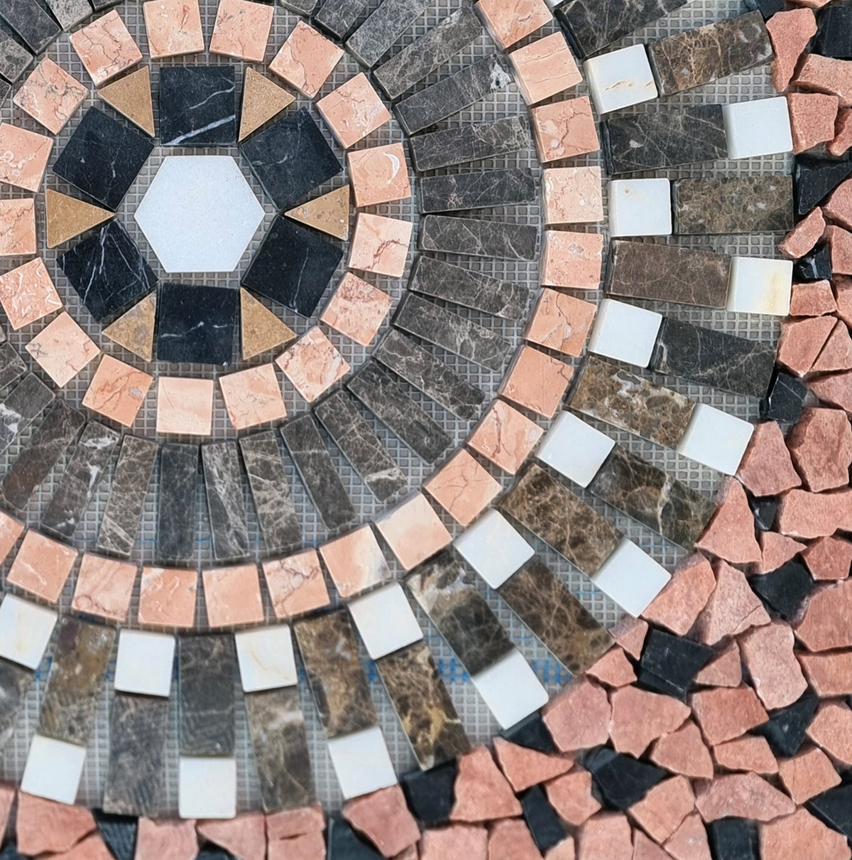 Handmade Natural Stone Mosaic Tile: Tropical Art Decor (24” x 24")