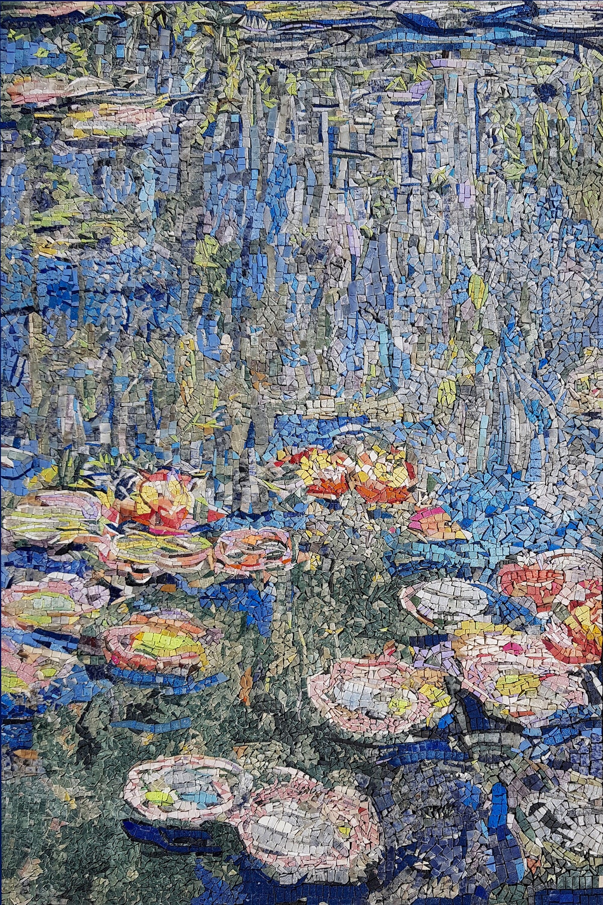 Monet's Water Lilies Mosaic Art: Handmade Marble Tile Reproduction