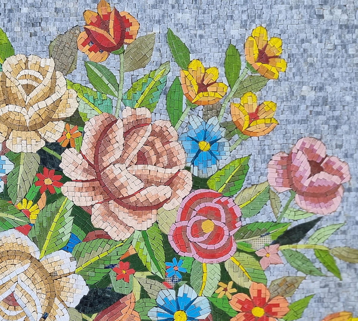 40"x 36" Mixed Flower Mosaic Wall Art , Vibrant Floral Design, Decorative Home Accent, customization available