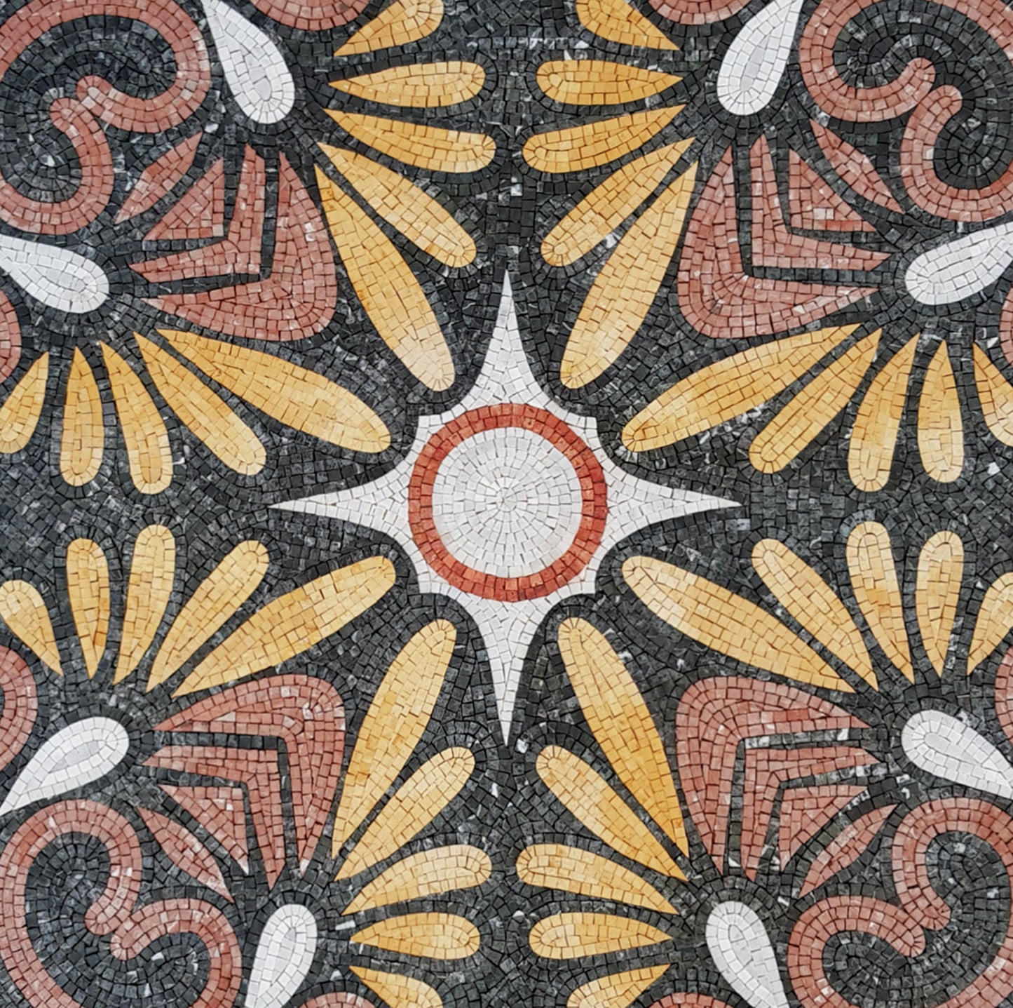 Handmade Marble Mosaic Medallion Art Tile: Pattern Décor (40" Diameter)