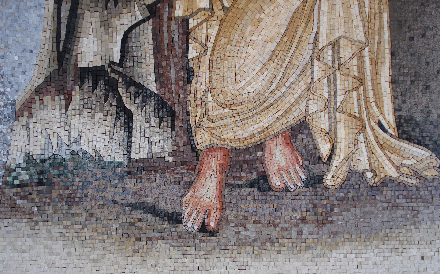Handmade Goddess Ceres Mosaic Mural: Roman Art Tile