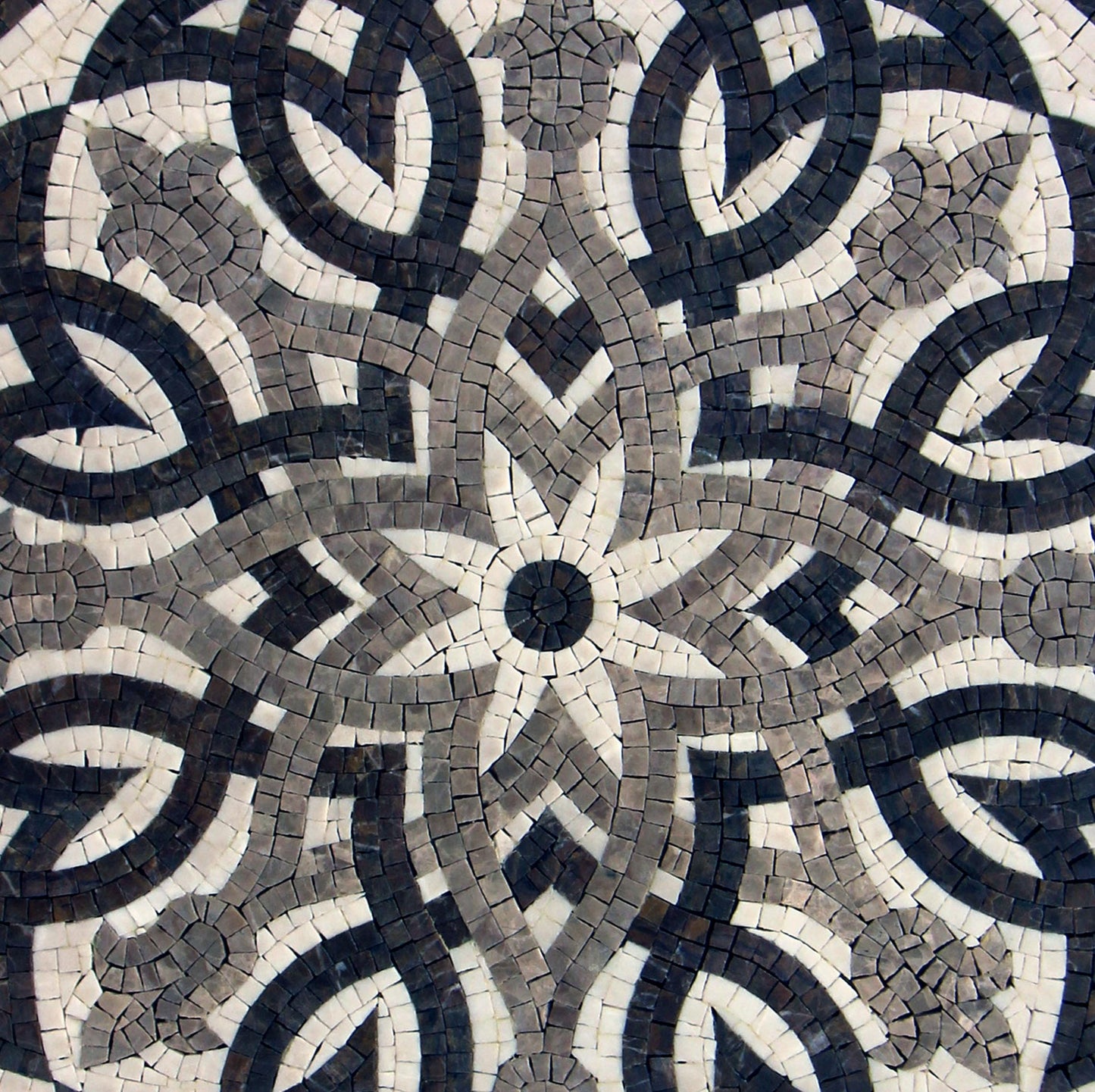 Nautical Marble Mosaic Medallion: Handmade Compass Rose Tile Art (20 inch)