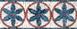 8″ Teal Flower Rosy Circle Mosaic – Handmade Marble Tile Border, Customization available
