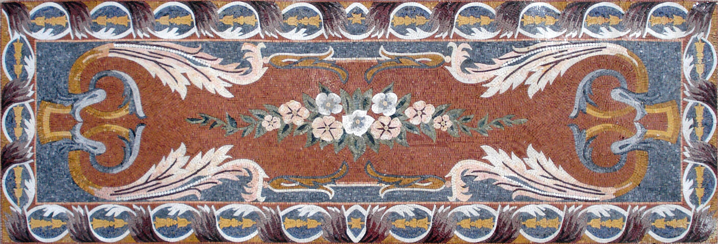 HOME DECORATION RUG | Floral Mosaic Modern Area Masterpiece Rug | Natural Stone Attractive Art Handmade Carpet | Housewarming Gift