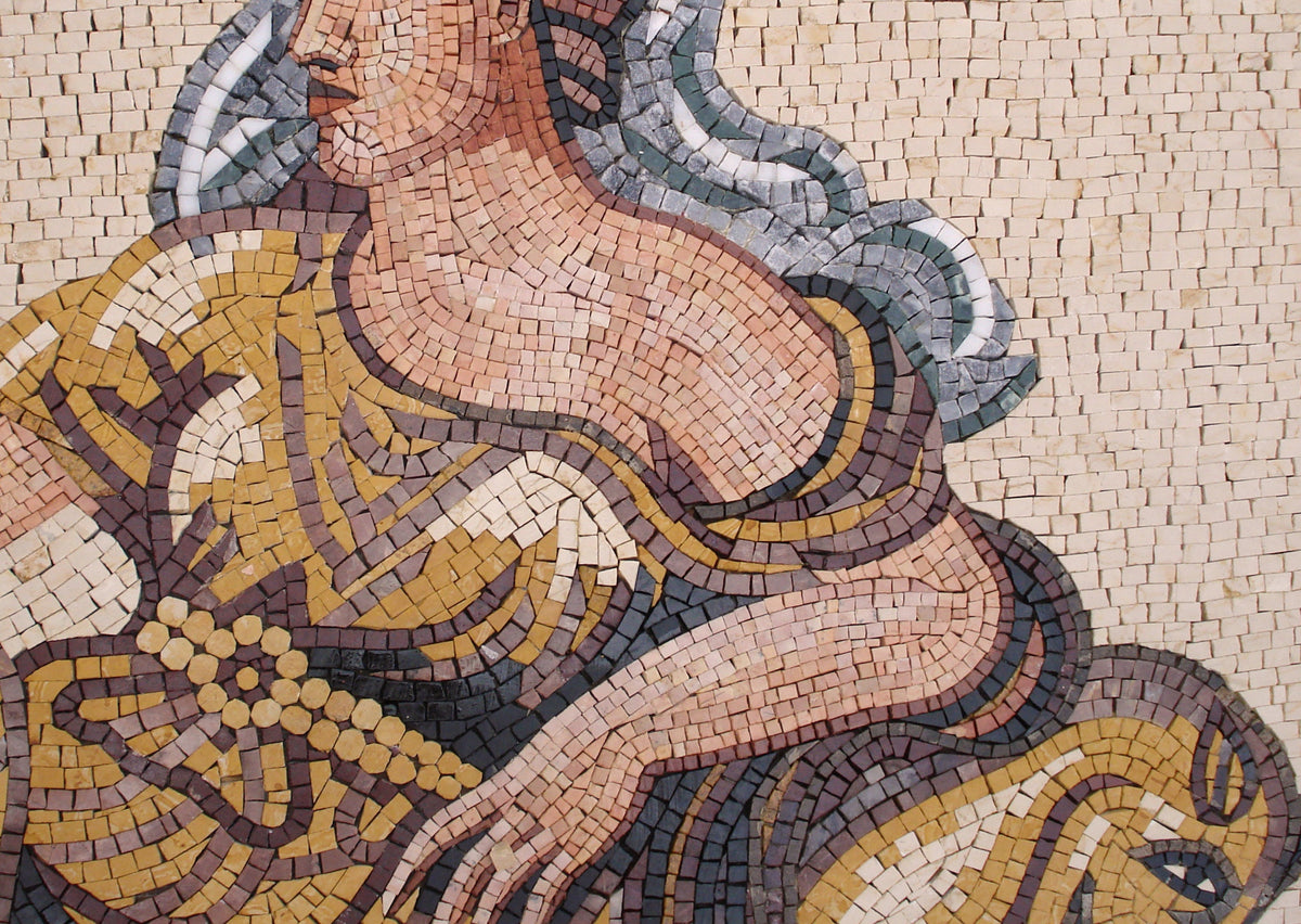 PT002 Cherub And Goddess Handmade Mosaic Mural