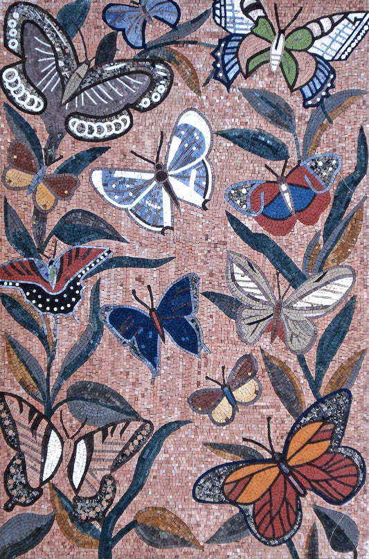 BM001 Handmade Marble Mosaic Art Kaleidoscope Butterfly