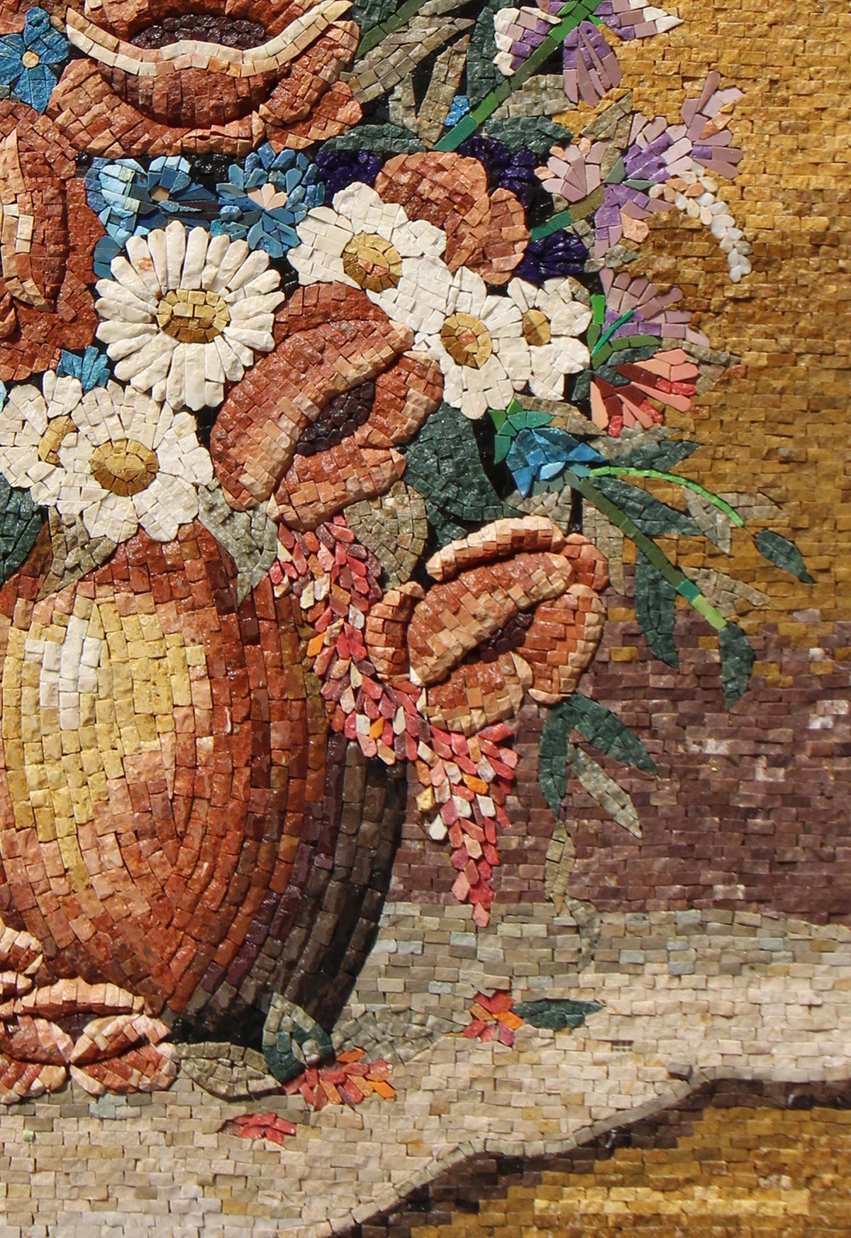 36"x24" Floral Mosaic Wall Art –  Vibrant Flower Design, Decorative Home Accent, Customization Available