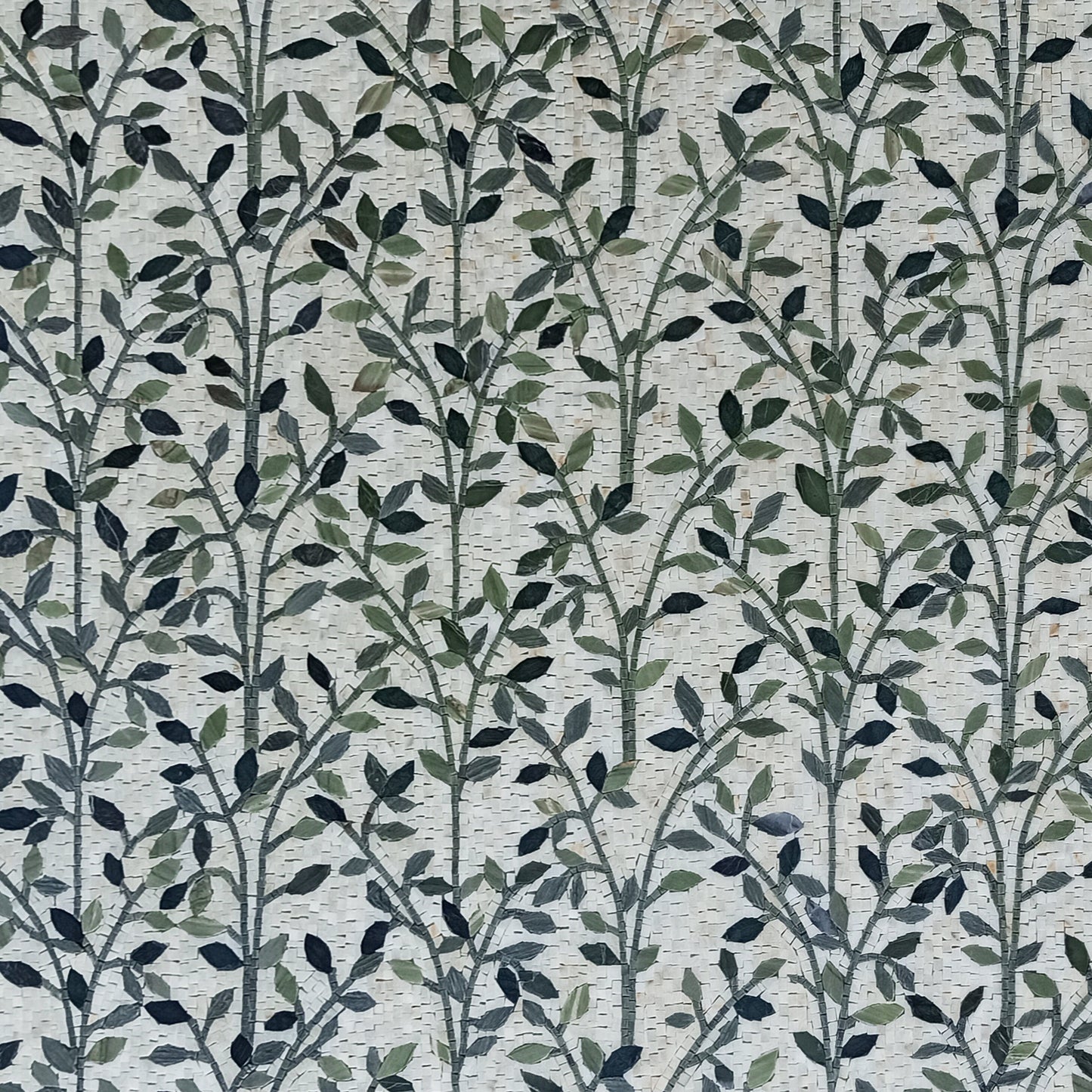 Handmade Marble Mosaic Tile Art: Floral Leaves Wall Decor (80” x 80”)