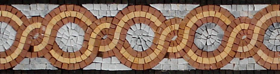 Gold & Crimson Marble Mosaic Tile Border: Handmade Backsplash Trim