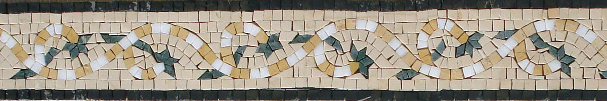 Botanical Mosaic Border: Marble Tile Art, 4" x 40"