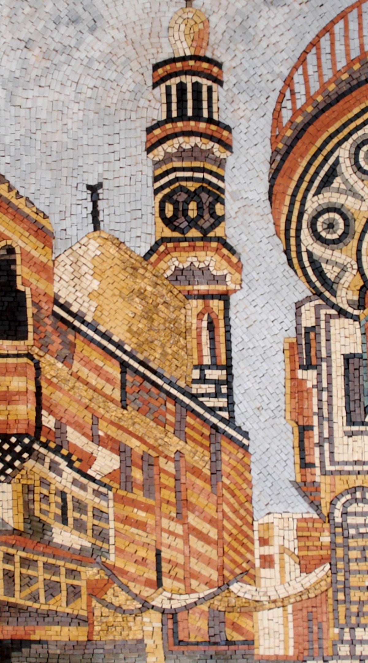 Handmade Mosque Mosaic Tile Art: Old City Masterpiece (50” x 28")