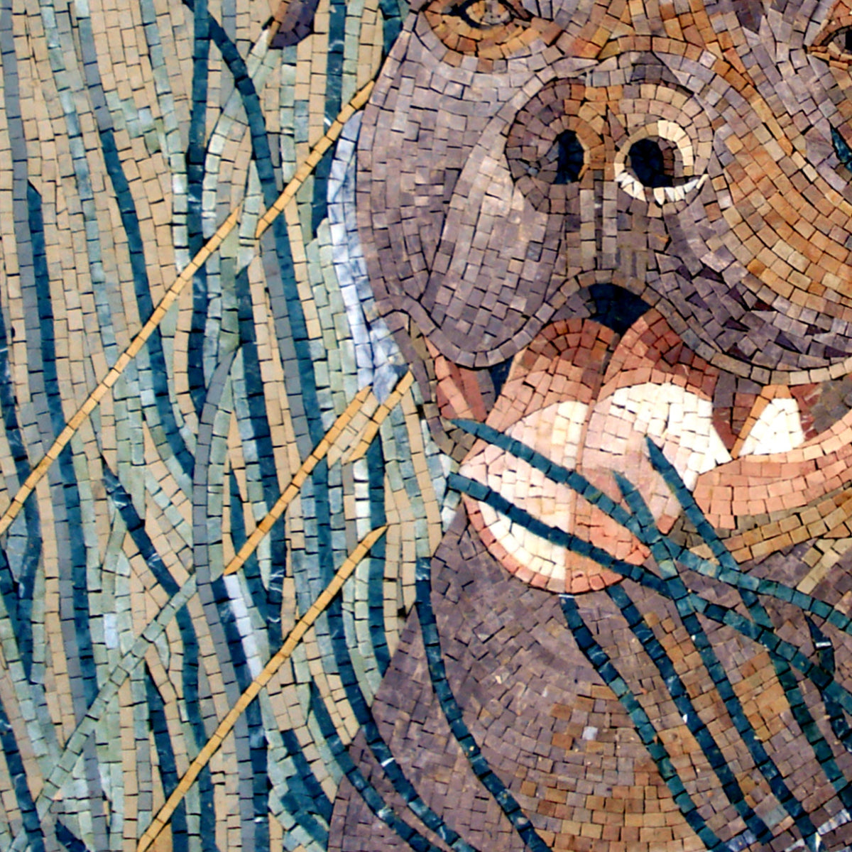 Handmade Bulldog Mosaic Tile Art: Marble Stone Pet Portrait