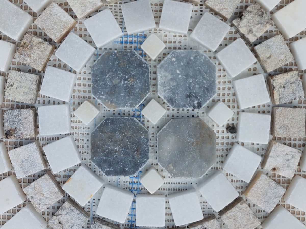 Handmade Marble Stone Mosaic: Round Art Medallion (24” x 24")