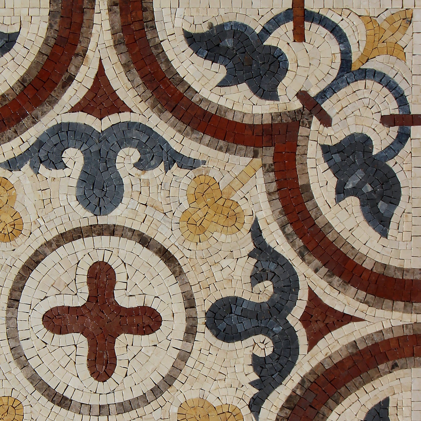 Handmade Marble Mosaic Tile: Geometric Floral Pattern (24x24)