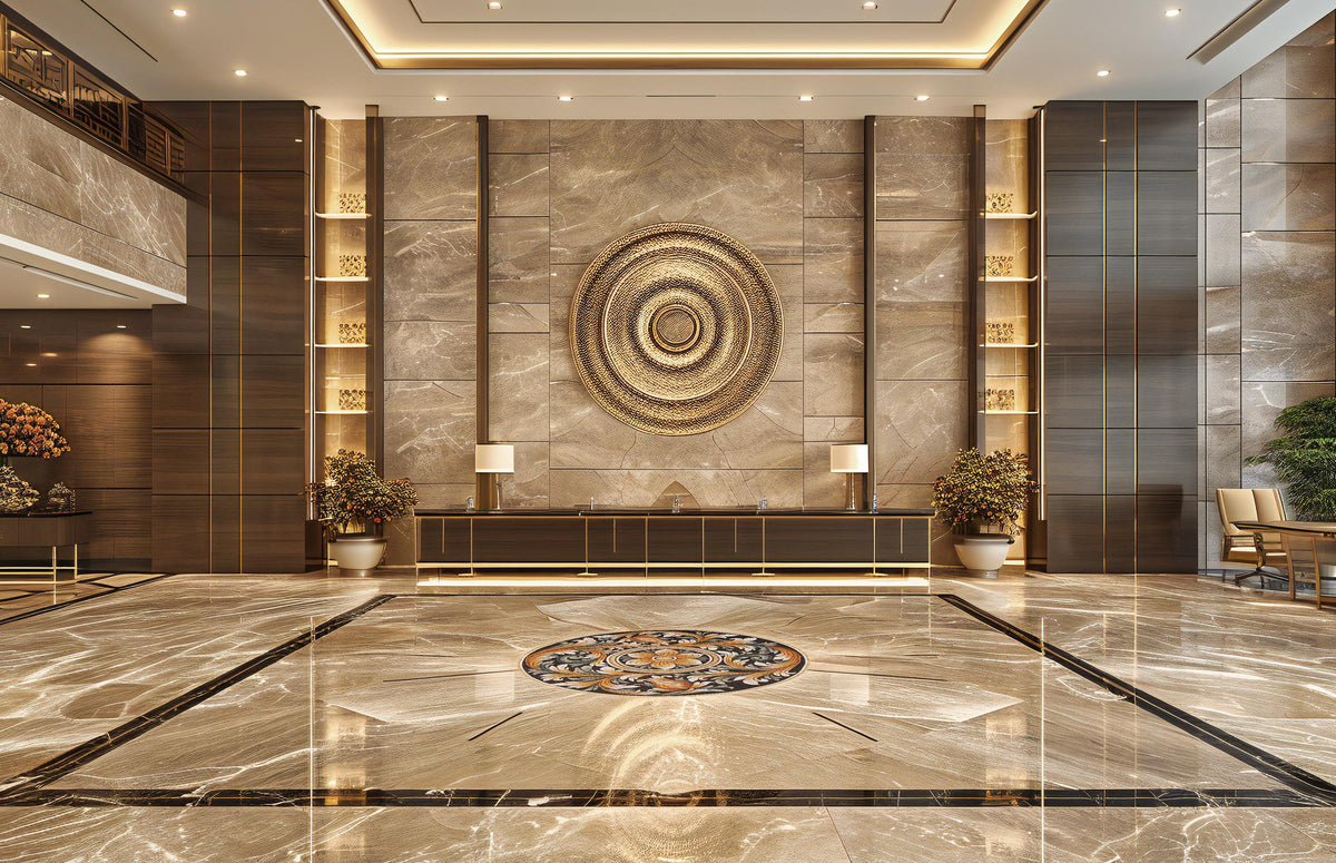 36" Architectural Mosaic Medallion –  Geometric Design, Nature-Inspired Home Decor, customization available