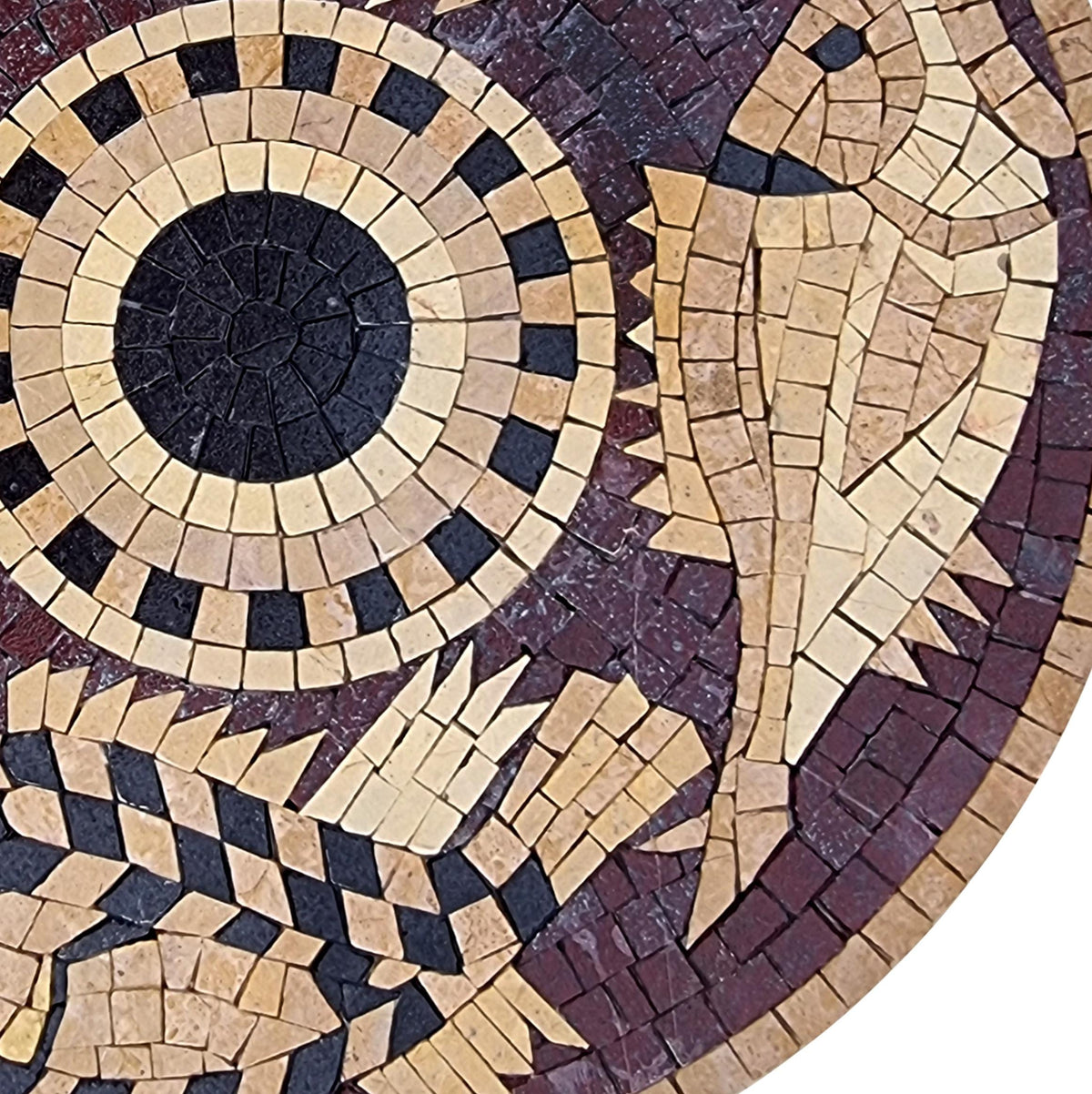 20" Fish Mosaic Medallion, Decorative Sea Life Inlay for Floor or Wall, Customization Available