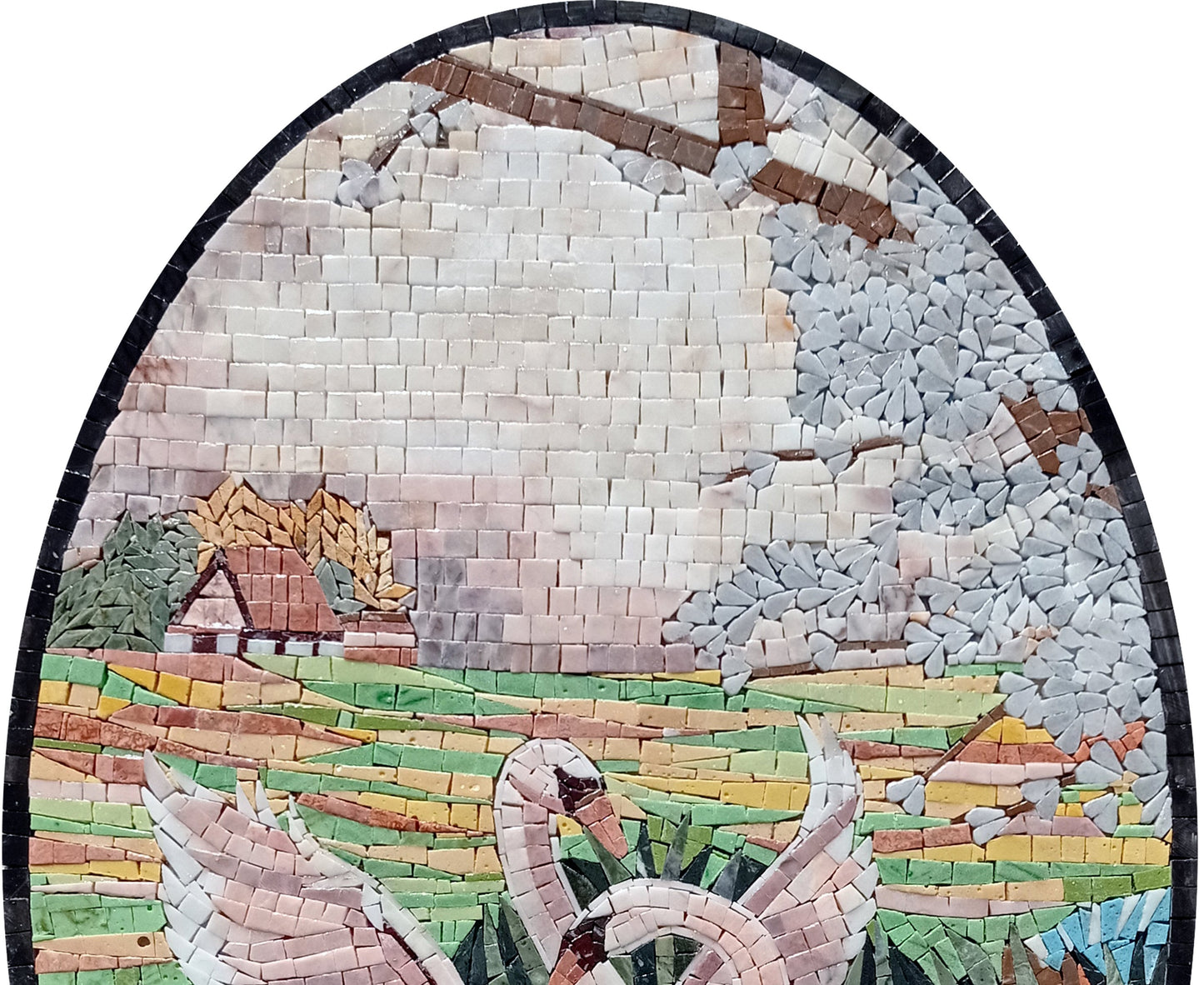 Handmade Swan Mosaic Mural: Lake Wall Art Decor (36" x 24")