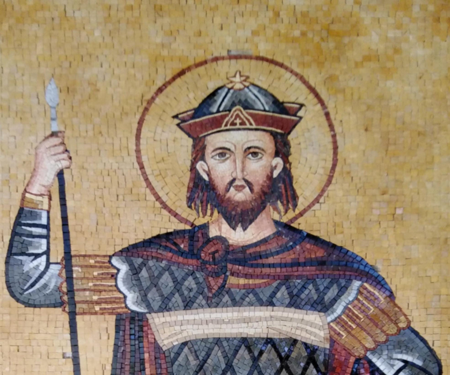 36"x71" Warrior Angel Mosaic – Byzantine Archangel Icon, Christian Religious Decor, Customization available