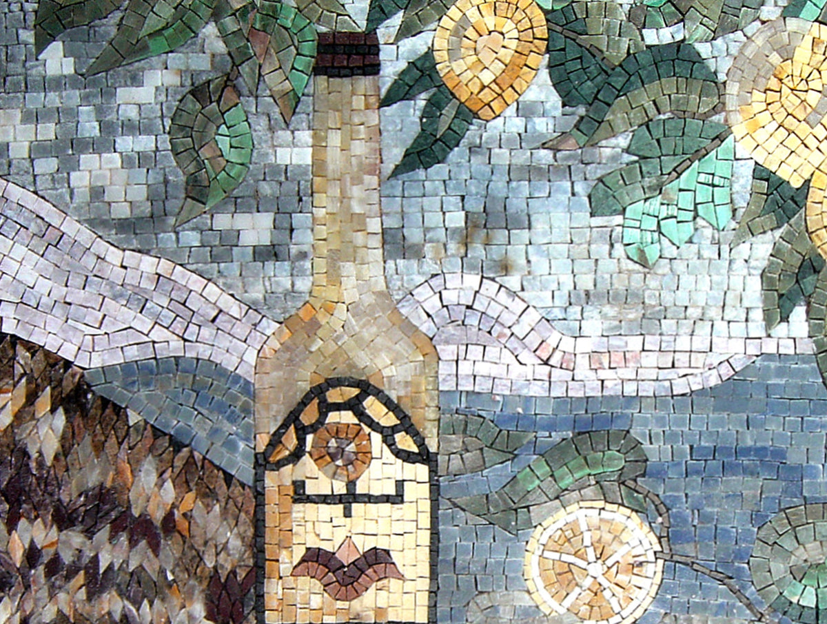 Handmade Marble Mosaic Kitchen Wall Art: Lemon Still Life (32” x 24”)
