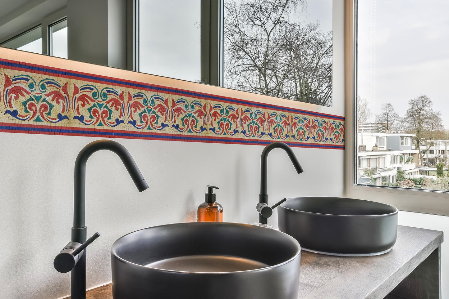 40"x10" Bathroom Mosaic Border Tile – Custom Handmade Marble Accent Strip, Decorative Wall & Floor Trim, Customization available